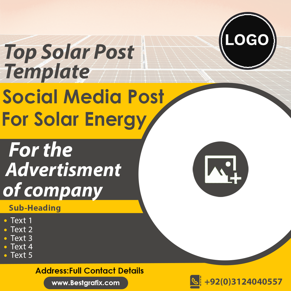 Solar Post Edit Free Yellow & Dark Gray Solar Technology Social Media Post Design ~ PSD ...