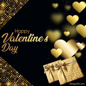 golden and black valentine's day gift card