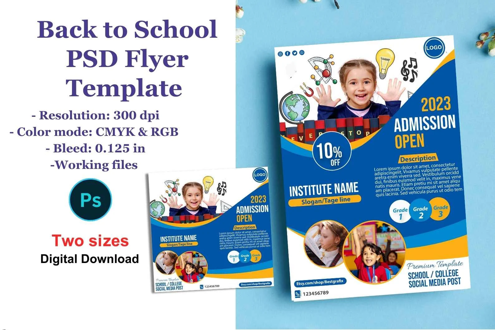 Back to School Premium PSD Design for Social Media Flyer/ A4 Flyer