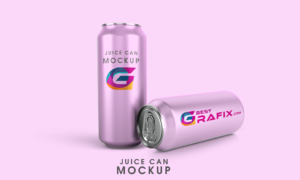 Double Juice Can Mockup PSD