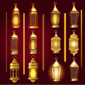 ready to use golden vector lamps for posts, animations