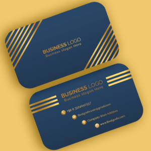 Blue and Gold professional visiting card instant download