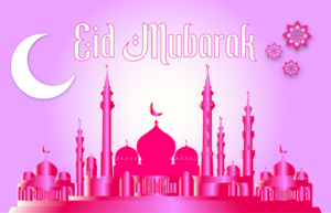Vector Eid Mubarak Art Background | Vibrant Pink Vector Eid Greetings Image