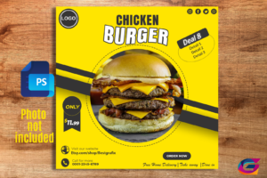 Social Media Burger Poster Design | Instagram Burger shop Advertisement | Food poster Template