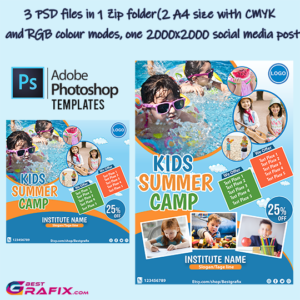 Summer Camp Flyer, PSD Flyer Template for Kids Summer Camp