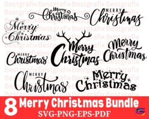 Merry Christmas text bundle, Merry Christmas Clipart, Merry Christmas calligraphy, Christmas cut files, Instant digital download Christmas Svg Perfect for use in Cricut and Silhouette as cut files for t-shirts, mugs, cards, mobile covers, cushions , bags, tags etc, or clipart in Christmas themed designs!