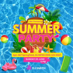 Summer Party Invitation | Summer Party Poster | Canva Flyer